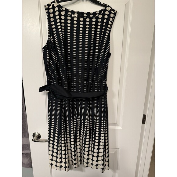 Anne Klein Printed Dot Dress‎ Fit & Flare 100% Cotton Women’s Plus Size 22W - Picture 1 of 8